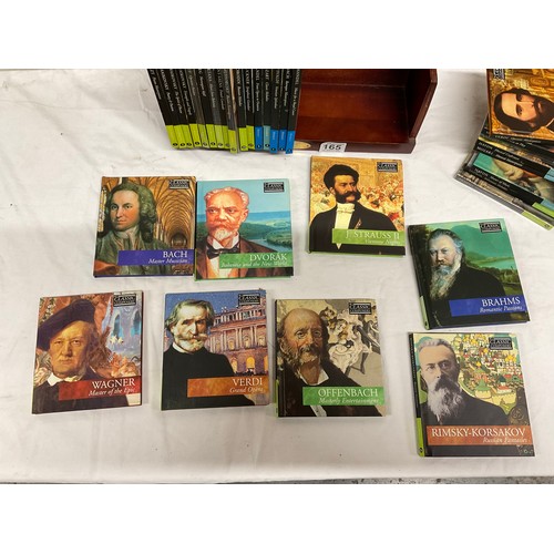 165 - SET OF CLASSIC COMPOSERS CDS ON FITTED WOODEN STAND