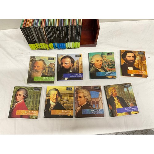 165 - SET OF CLASSIC COMPOSERS CDS ON FITTED WOODEN STAND