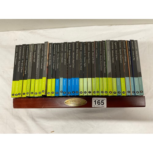 165 - SET OF CLASSIC COMPOSERS CDS ON FITTED WOODEN STAND