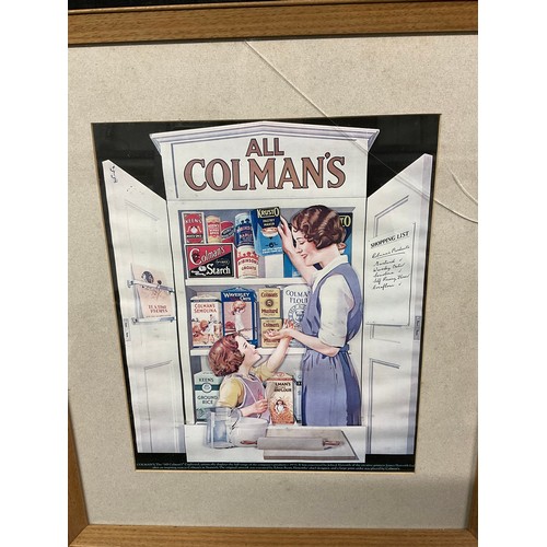 175 - TWO FRAMED VINTAGE STYLE ADVERTISING PRINTS FOR COLEMANS AND GLYMIEL 20” X 16”