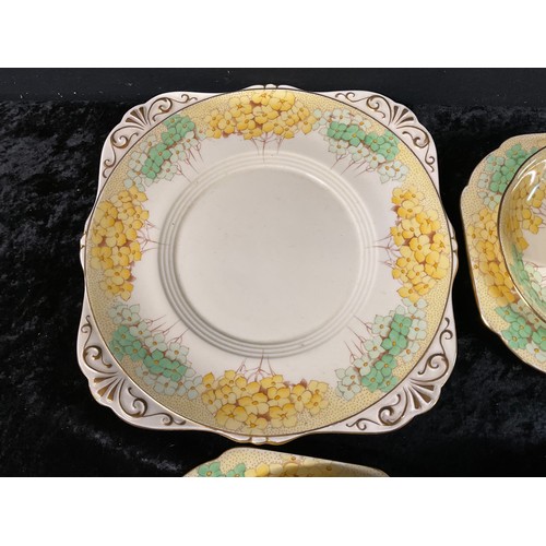 194 - GRAFTON CHINA ART DECO TEA AND SANDWICH SET 21 PIECES