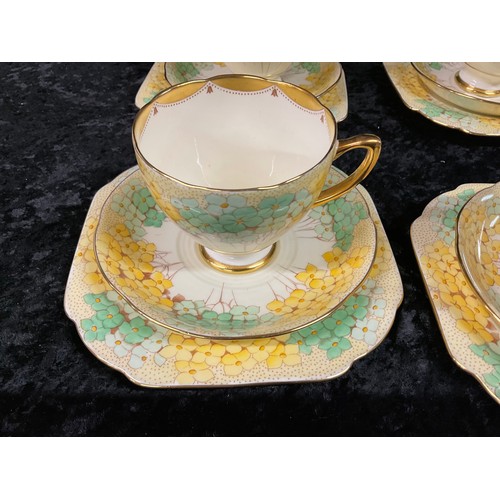 194 - GRAFTON CHINA ART DECO TEA AND SANDWICH SET 21 PIECES