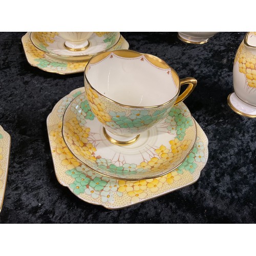 194 - GRAFTON CHINA ART DECO TEA AND SANDWICH SET 21 PIECES