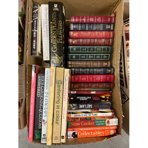 204 - FOUR BOXES OF BOOKS TO INCLUDE COOKERY,READERS DIGEST GARDENING,DICTIONARIES,CRAFT BOOKS AND QUANTIT... 