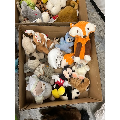 206 - TWO BOXES OF CUDDLY TOYS TO INCLUDE MARVEL ETC