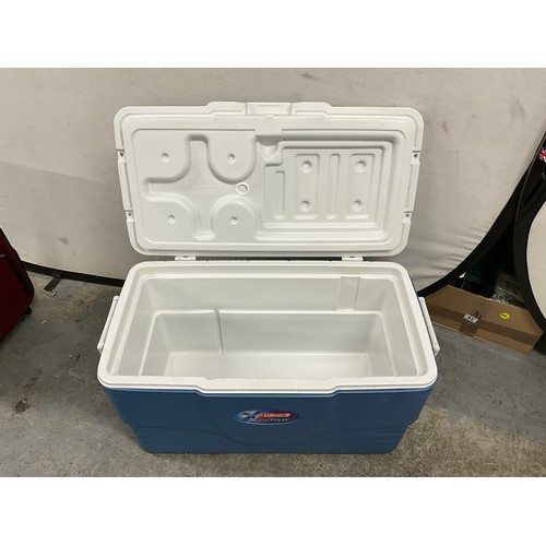 205 - LARGE COLEMAN COOL BOX AND SMALL SUITCASE