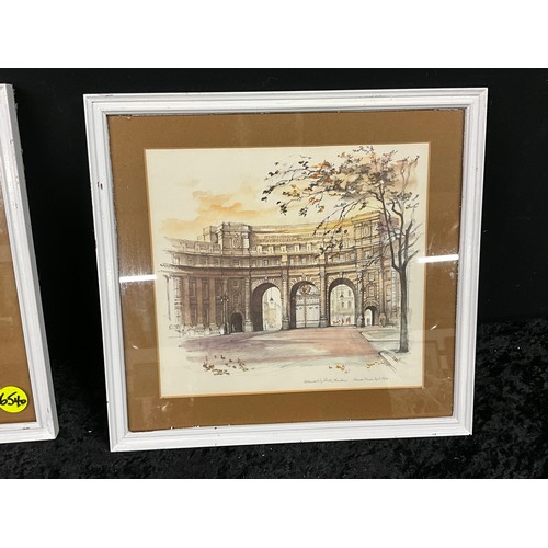 221 - THREE FRAMED SIGNED REPRODUCTION PRINTS OF SCENES IN LONDON 12”X12.5”