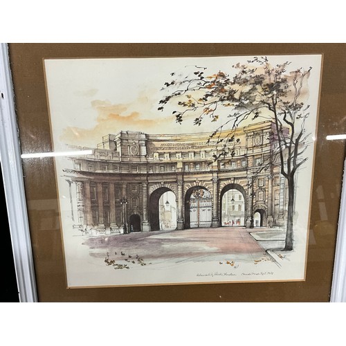 221 - THREE FRAMED SIGNED REPRODUCTION PRINTS OF SCENES IN LONDON 12”X12.5”