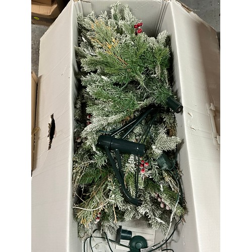 225 - ONE BOXED CHRISTMAS TREES AND QUANTITY OF DECORATIONS ETC