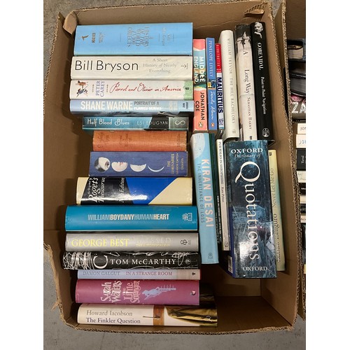 228 - THREE BOXES OF BOOKS TO INCLUDE HARDBACK AND PAPERBACK NOVELS,WW2 ETC