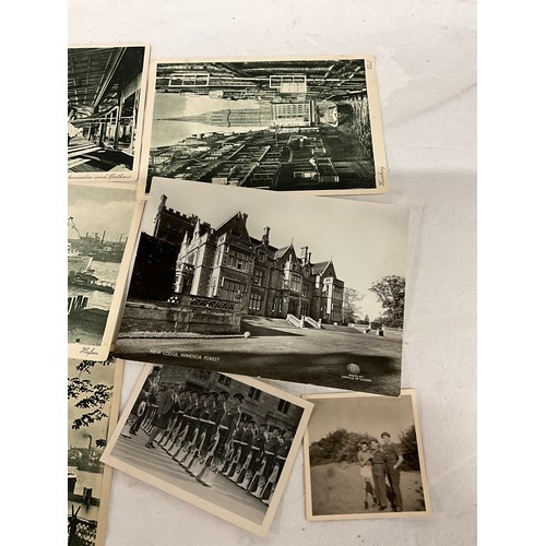 267 - TWO PHOTO FRAMES, A BOOK ON ARNHEM ODYSSEY, COLLECTION OF POSTCARDS MILITARY PAPERWORK ETC