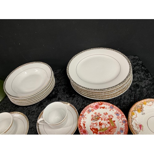 250 - FIVE BOXES OF CHINA AND GLASS TO INCLUDE MUGS, BISCUIT BARRELS ETC