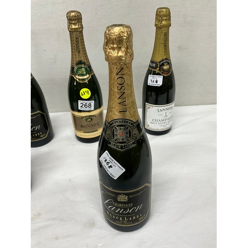 268 - SIX BOTTLES OF VINTAGE CHAMPAGNE TO INCLUDE FERDINAND BONNET, GEORGES GARDET, LANSON ETC