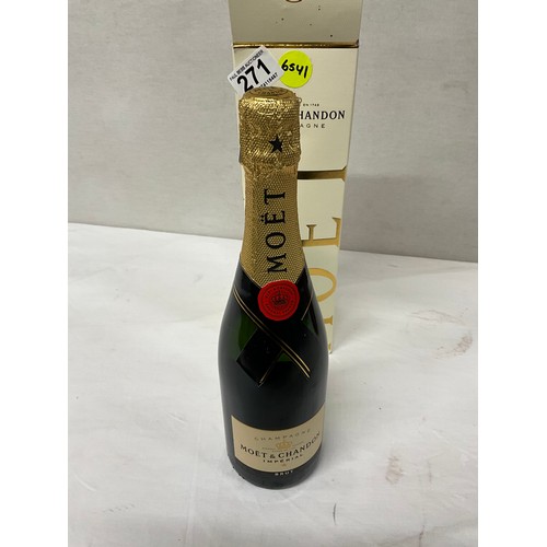 271 - MOET & CHANDON CHAMPAGNE, BOTTLE OF COGNAC HENNESSY AND A BOTTLE OF REMY MARTIN FINE CHAMPAGNE COGNA... 