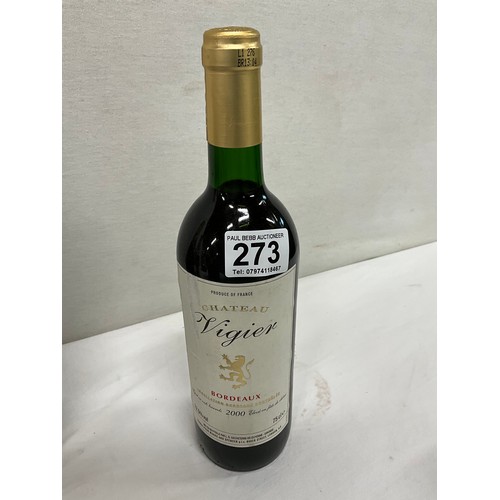 273 - QUANTITY OF VINTAGE WINE AND ALCOHOL TO INCLUDE CHATEAU VIGIER BORDEAUX,SANDRINGHAM ELDERBERRY WINE,... 