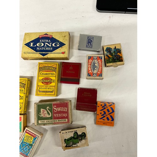 261 - TWO REEVES STUDENTS WATERCOLOUR DISPLAY TRAYS AND VARIOUS VINTAGE MATCHBOXES