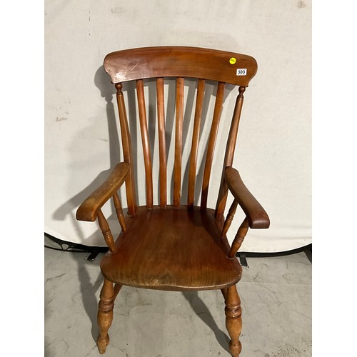 303 - LARGE VICTORIAN SLAT BACK GRANDFATHER ARM CHAIR