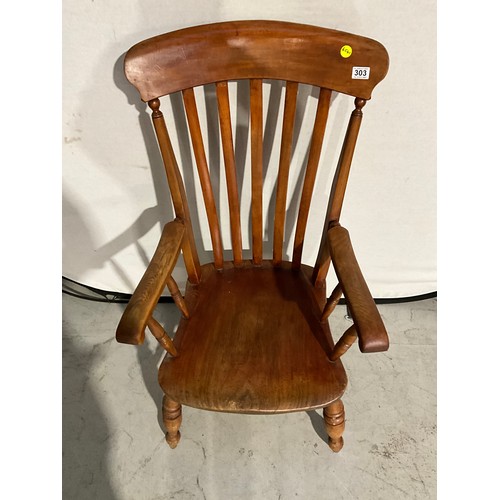 303 - LARGE VICTORIAN SLAT BACK GRANDFATHER ARM CHAIR