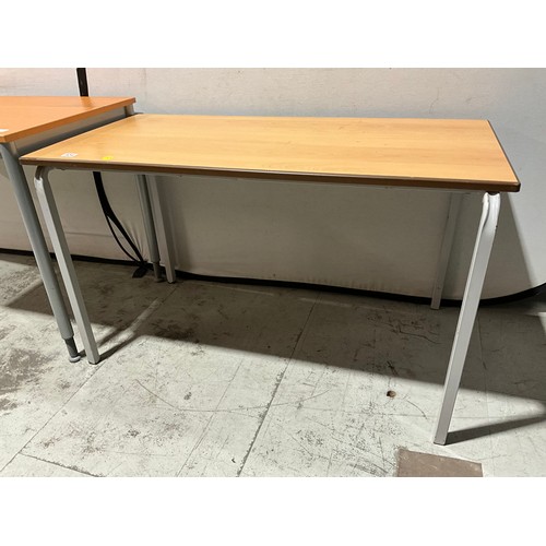 304 - TWO MODERN OFFICE TABLES ON METAL LEGS L47