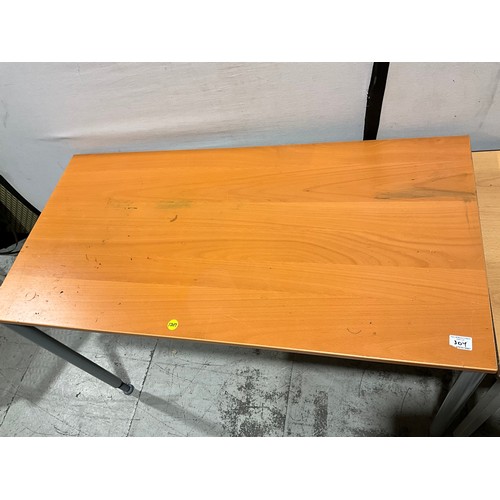 304 - TWO MODERN OFFICE TABLES ON METAL LEGS L47