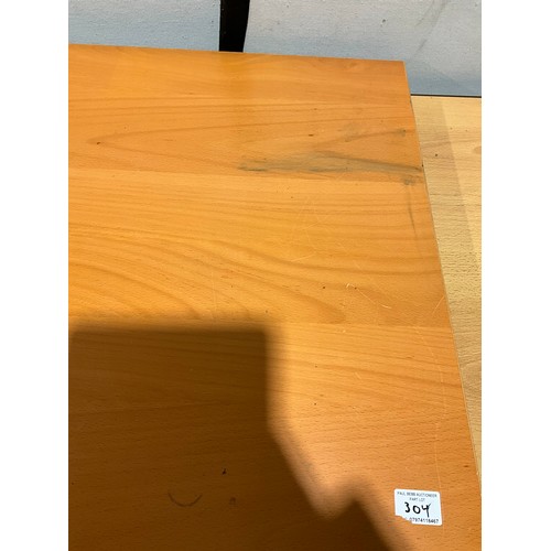 304 - TWO MODERN OFFICE TABLES ON METAL LEGS L47