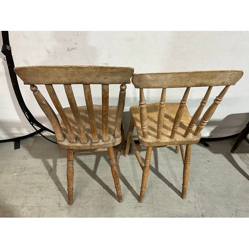 318 - TWO STRIPPED VICTORIAN KITCHEN CHAIRS WITH ELM SEATS