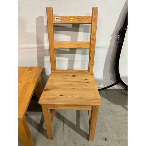 319 - MODERN PINE KITCHEN CHAIR AND SMALL SQUARE TABLE