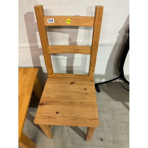 319 - MODERN PINE KITCHEN CHAIR AND SMALL SQUARE TABLE