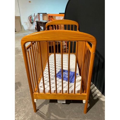 297 - WOODEN CHILDS COT AND MATTRESS