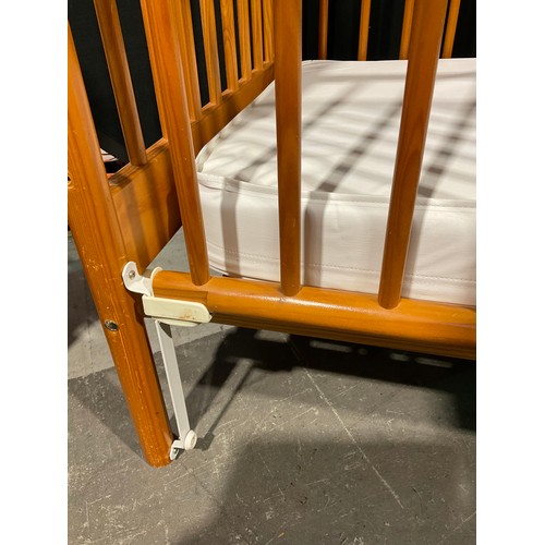 297 - WOODEN CHILDS COT AND MATTRESS