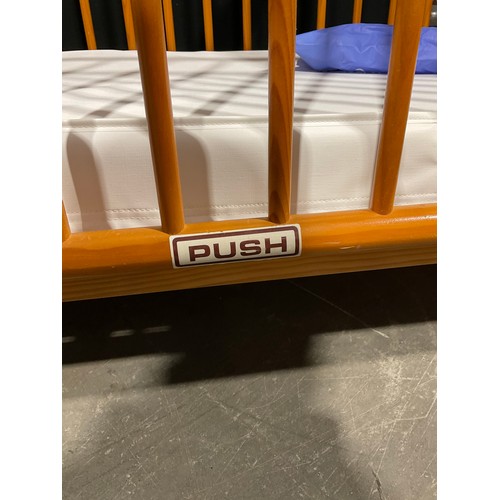 297 - WOODEN CHILDS COT AND MATTRESS