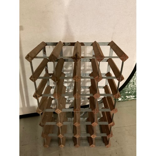 341 - WINE RACK AND A METAL STAND ON WHEELS