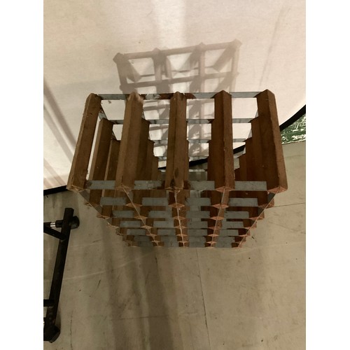 341 - WINE RACK AND A METAL STAND ON WHEELS