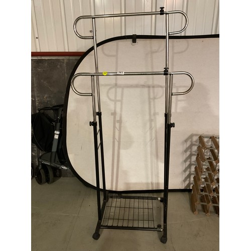 341 - WINE RACK AND A METAL STAND ON WHEELS