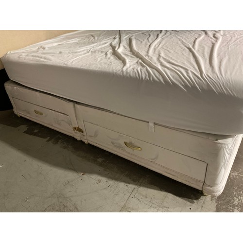 338 - MILLBROOK DIVAN BASE DOUBLE BED WITH DRAWERS AND HEADBOARD