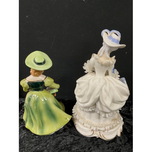 426 - BOX OF BONE CHINA ITEMS TO INCLUDE LADY FIGURES, JUGS, PLATES ETC