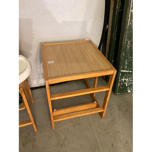 343 - CHILDS CHAIR AND FOLDING TRAVEL COT ALONG WITH MATCHING DESK