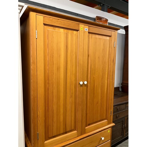 362 - MODERN PINE TWO DOOR WARDROBE WITH TWO DRAWERS TO BASE W44