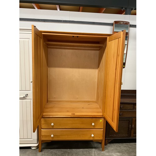 362 - MODERN PINE TWO DOOR WARDROBE WITH TWO DRAWERS TO BASE W44