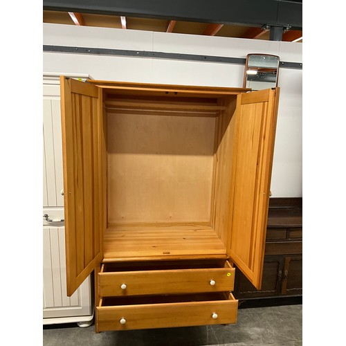 362 - MODERN PINE TWO DOOR WARDROBE WITH TWO DRAWERS TO BASE W44