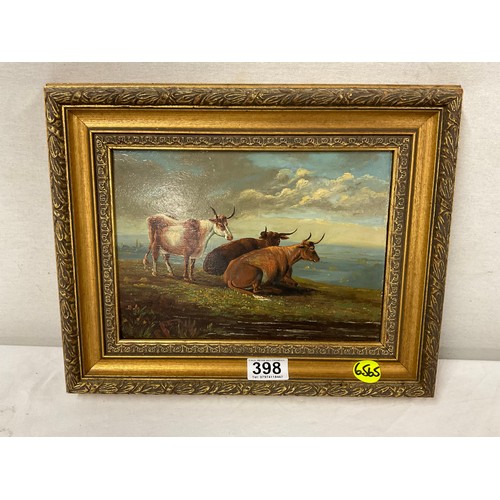 398 - MODERN GILT FRAMED OILS ON CANVAS OF HIGHLAND CATTLE 14