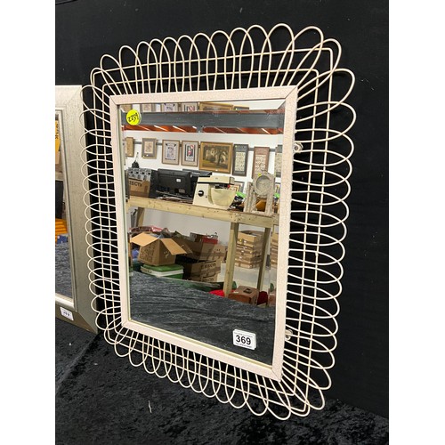 369 - MODERN WIRE  FRAMED BEVELLED EDGED WALL MIRROR 18