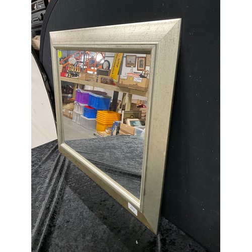 369 - MODERN WIRE  FRAMED BEVELLED EDGED WALL MIRROR 18