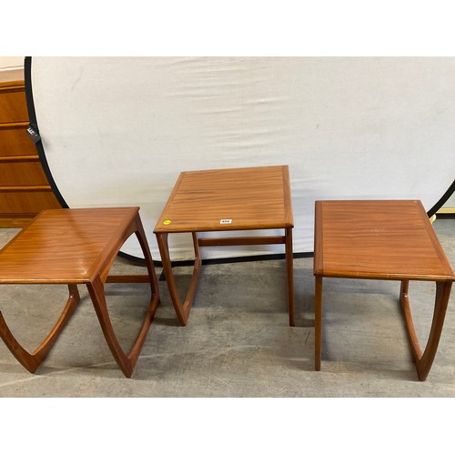 406 - NEST OF THREE VINTAGE TEAK TABLES LARGEST 19