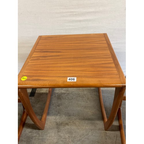 406 - NEST OF THREE VINTAGE TEAK TABLES LARGEST 19