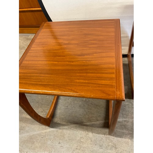 406 - NEST OF THREE VINTAGE TEAK TABLES LARGEST 19