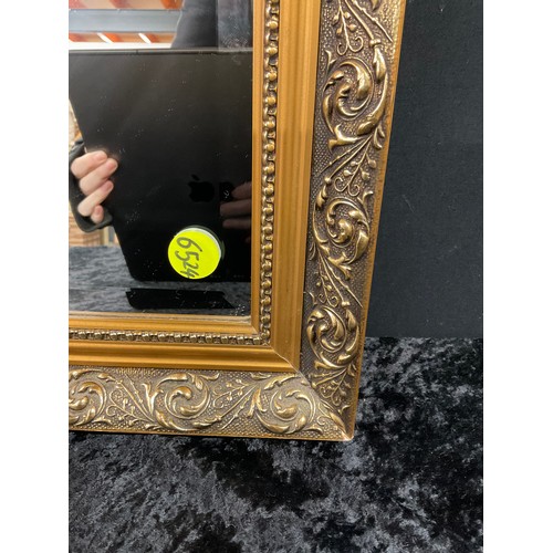 408 - LARGE MODERN GILT FRAMED BEVELLED EDGE WALL MIRROR 44