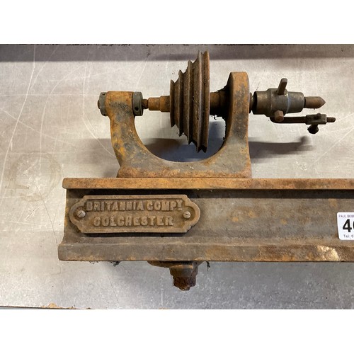 460 - VINTAGE METAL LATHE WITH PLAQUE FOR BRITANIA COMPANY COLCHESTER