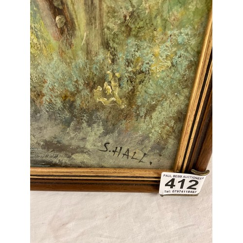 412 - PAIR OF SIGNED MODERN WOODEN FRAMED OIL PAINTING 25