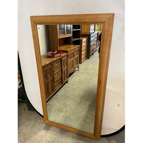 381 - LARGE OAK FRAMED WALL MIRROR 33